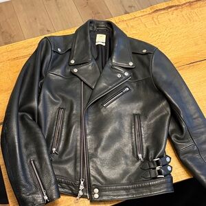 Sleek Black Leather Moto Jacket